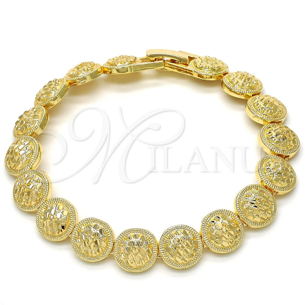 Pulsera Elegante 03.100.0046.07 Oro Laminado, Diamantado, Tono Dorado (Grosor 09.6 MM, 8 Pulgadas de Largo)