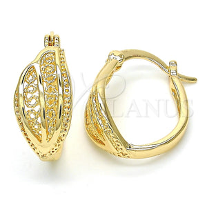 Argolla Pequeña 02.100.0066.15 Oro Laminado, Diseño de Oja, Pulido, Tono Dorado