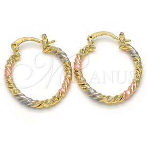 Argolla Pequeña 02.170.0189.1.20 Oro Laminado, Diseño de Torcido, Pulido, Tres Tonos