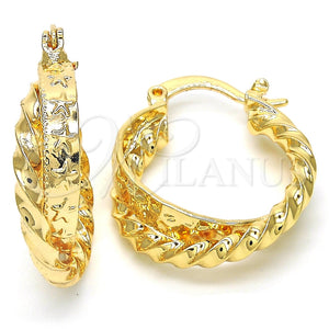 Argolla Pequeña 02.170.0198.20 Oro Laminado, Diseño de Torcido y Estrella, Pulido, Tono Dorado