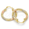 Argolla Mediana 02.170.0201.1.30 Oro Laminado, Diseño de Hueco, Diamantado, Tres Tonos