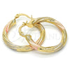 Argolla Mediana 02.170.0201.1.30 Oro Laminado, Diseño de Hueco, Diamantado, Tres Tonos