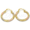 Argolla Mediana 02.170.0201.1.30 Oro Laminado, Diseño de Hueco, Diamantado, Tres Tonos