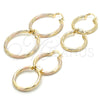 Argolla Mediana 02.170.0201.1.30 Oro Laminado, Diseño de Hueco, Diamantado, Tres Tonos