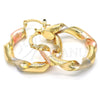 Argolla Mediana 02.170.0134.1.30 Oro Laminado, Diseño de Torcido, Pulido, Tres Tonos