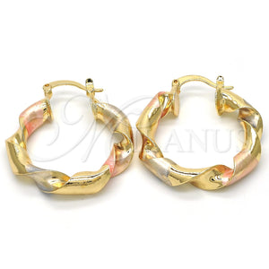 Argolla Mediana 02.170.0134.1.30 Oro Laminado, Diseño de Torcido, Pulido, Tres Tonos