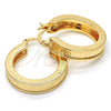 Argolla Pequeña 02.170.0203.25 Oro Laminado, Diseño de Llave Griega, Diamantado, Tono Dorado