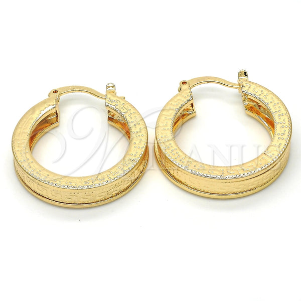 Argolla Pequeña 02.170.0203.25 Oro Laminado, Diseño de Llave Griega, Diamantado, Tono Dorado