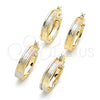 Argolla Pequeña 02.170.0203.25 Oro Laminado, Diseño de Llave Griega, Diamantado, Tono Dorado