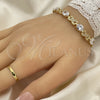 Pulsera Tennis 03.206.0001.8.07 Oro Laminado, Diseño de Besos y Abrazos, con Blanca Zirconia Cubica and Blanca Micro Pave, Pulido, Tono Dorado (07 MM Thickness, 7 Inches Length)
