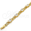 Pulsera Tennis 03.206.0001.8.07 Oro Laminado, Diseño de Besos y Abrazos, con Blanca Zirconia Cubica and Blanca Micro Pave, Pulido, Tono Dorado (07 MM Thickness, 7 Inches Length)
