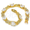Pulsera Tennis 03.206.0001.8.07 Oro Laminado, Diseño de Besos y Abrazos, con Blanca Zirconia Cubica and Blanca Micro Pave, Pulido, Tono Dorado (07 MM Thickness, 7 Inches Length)