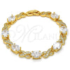 Pulsera Tennis 03.206.0001.8.07 Oro Laminado, Diseño de Besos y Abrazos, con Blanca Zirconia Cubica and Blanca Micro Pave, Pulido, Tono Dorado (07 MM Thickness, 7 Inches Length)
