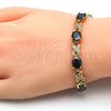 Pulsera Tennis 03.206.0001.9.07 Oro Laminado, Diseño de Besos y Abrazos, con Zirconia Cubica Negro y Blanca, Pulido, Tono Dorado (Grosor 07 MM, 7 Pulgadas de Largo)