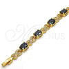 Pulsera Tennis 03.206.0001.9.07 Oro Laminado, Diseño de Besos y Abrazos, con Zirconia Cubica Negro y Blanca, Pulido, Tono Dorado (Grosor 07 MM, 7 Pulgadas de Largo)