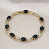 Pulsera Tennis 03.206.0001.9.07 Oro Laminado, Diseño de Besos y Abrazos, con Zirconia Cubica Negro y Blanca, Pulido, Tono Dorado (Grosor 07 MM, 7 Pulgadas de Largo)