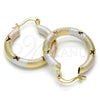 Argolla Pequeña 02.65.2635.25 Oro Laminado, Diseño de Hueco, Diamantado, Tres Tonos