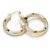 Argolla Pequeña 02.65.2635.25 Oro Laminado, Diseño de Hueco, Diamantado, Tres Tonos