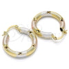 Argolla Pequeña 02.65.2635.25 Oro Laminado, Diseño de Hueco, Diamantado, Tres Tonos