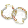 Argolla Pequeña 02.65.2641.25 Oro Laminado, Diseño de Torcido, Diamantado, Tres Tonos