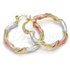 Argolla Pequeña 02.65.2641.25 Oro Laminado, Diseño de Torcido, Diamantado, Tres Tonos