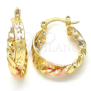 Argolla Pequeña 02.170.0024.20 Oro Laminado, Diseño de Torcido y Estrella, Pulido, Tres Tonos