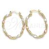 Argolla Pequeña 02.65.2643.25 Oro Laminado, Diseño de Torcido, Diamantado, Tres Tonos