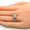 Anillo Multi Piedra 01.284.0013.07 Oro Laminado, con Blanca Zirconia Cubica, Pulido, Tono Dorado (Size 7)