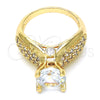 Anillo Multi Piedra 01.284.0013.07 Oro Laminado, con Blanca Zirconia Cubica, Pulido, Tono Dorado (Size 7)