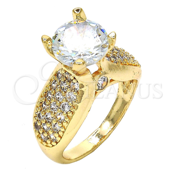Anillo Multi Piedra 01.284.0013.07 Oro Laminado, con Blanca Zirconia Cubica, Pulido, Tono Dorado (Size 7)