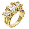 Anillo Multi Piedra 01.284.0014.07 Oro Laminado, con Blanca Zirconia Cubica, Pulido, Tono Dorado (Size 7)