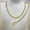 Collar y Pulsera 06.284.0013.1 Oro Laminado, con Verde and Blanca Zirconia Cubica, Pulido, Tono Dorado