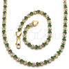 Collar y Pulsera 06.284.0013.1 Oro Laminado, con Verde and Blanca Zirconia Cubica, Pulido, Tono Dorado