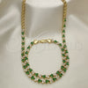 Collar y Pulsera 06.284.0013.1 Oro Laminado, con Verde and Blanca Zirconia Cubica, Pulido, Tono Dorado