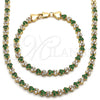 Collar y Pulsera 06.284.0013.1 Oro Laminado, con Verde and Blanca Zirconia Cubica, Pulido, Tono Dorado