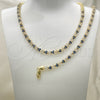 Collar y Pulsera 06.284.0013.2 Oro Laminado, con Zafiro Azul and Blanca Zirconia Cubica, Pulido, Tono Dorado