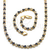 Collar y Pulsera 06.284.0013.2 Oro Laminado, con Zafiro Azul and Blanca Zirconia Cubica, Pulido, Tono Dorado