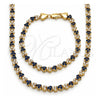 Collar y Pulsera 06.284.0013.2 Oro Laminado, con Zirconia Cubica Zafiro Azul y Blanca, Pulido, Tono Dorado