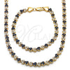 Collar y Pulsera 06.284.0013.2 Oro Laminado, con Zafiro Azul and Blanca Zirconia Cubica, Pulido, Tono Dorado