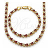 Collar y Pulsera 06.284.0013.3 Oro Laminado, con Zirconia Cubica Granate y Blanca, Pulido, Tono Dorado