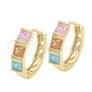 Argolla Huggie 02.210.0076.20 Oro Laminado, con Multicolor Zirconia Cubica, Pulido, Tono Dorado