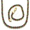 Collar y Pulsera 06.284.0013.4 Oro Laminado, con Multicolor Zirconia Cubica, Pulido, Tono Dorado