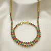 Collar y Pulsera 06.284.0013.4 Oro Laminado, con Multicolor Zirconia Cubica, Pulido, Tono Dorado