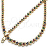 Collar y Pulsera 06.284.0014 Oro Laminado, con Multicolor Zirconia Cubica, Pulido, Tono Dorado