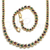 Collar y Pulsera 06.284.0014 Oro Laminado, con Multicolor Zirconia Cubica, Pulido, Tono Dorado