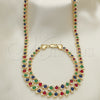 Collar y Pulsera 06.284.0014 Oro Laminado, con Multicolor Zirconia Cubica, Pulido, Tono Dorado