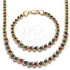 Collar y Pulsera 06.284.0014 Oro Laminado, con Multicolor Zirconia Cubica, Pulido, Tono Dorado