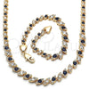 Collar y Pulsera 06.284.0014.2 Oro Laminado, con Zafiro Azul and Blanca Zirconia Cubica, Pulido, Tono Dorado