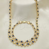 Collar y Pulsera 06.284.0014.2 Oro Laminado, con Zafiro Azul and Blanca Zirconia Cubica, Pulido, Tono Dorado