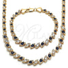 Collar y Pulsera 06.284.0014.2 Oro Laminado, con Zafiro Azul and Blanca Zirconia Cubica, Pulido, Tono Dorado